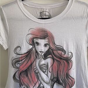 Disney White Tee with Ariel in Red and Black